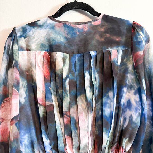 White House Black Market Dreamy Tulip Print Peplum Chiffon Blouse NWT Size S - Picture 9 of 14